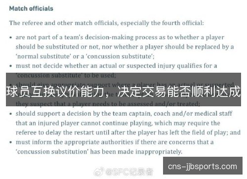 球员互换议价能力,决定交易能否顺利达成 球员互换议价能力,决定交易能否顺利达成